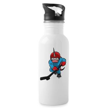 Cadeau de joueur de hockey sur glace de Licorne - Gourde avec paille intégrée - blanc - Droite