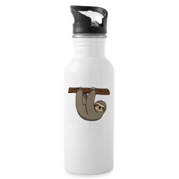 Sloth Funny Sweet Lazy Animal Sleep Gift - Water bottle with straw - white - Right