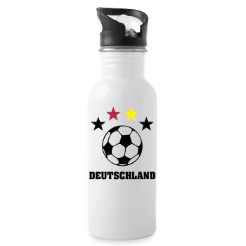 4 Sterne Weltmeister Deutschland 2014 - Trinkflasche mit integriertem Trinkhalm - Weiß - Rechts