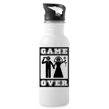 Game Over Heiraten - Trinkflasche mit integriertem Trinkhalm - Weiß - Rechts