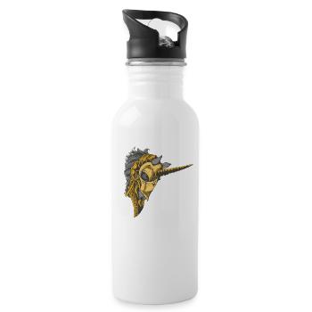 Einhorn Rüstung Gold Pferd - Trinkflasche mit integriertem Trinkhalm - Weiß - Rechts