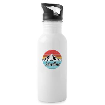Travel Travel Holiday Mountains Camping Alps Gifts - Water bottle with straw - white - Right