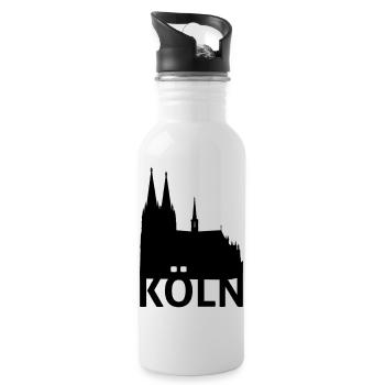 Kölner Dom - Trinkflasche mit integriertem Trinkhalm - Weiß - Rechts