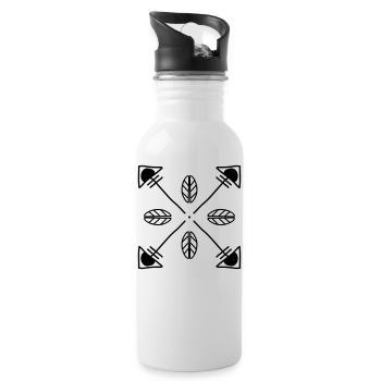 Hipster arrows, vintage, arrow, feather - Water bottle with straw - white - Right