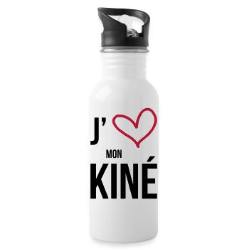 J'aime mon Kiné - Water bottle with straw - white - Right