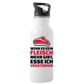 Fleisch - Trinkflasche mit integriertem Trinkhalm - Weiß - Rechts