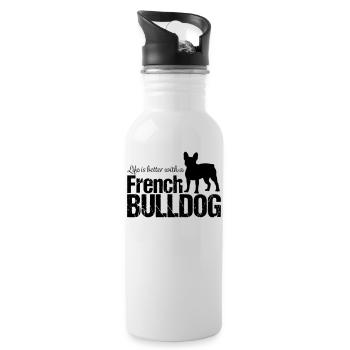 Französische Bulldogge - Water bottle with straw - white - Right