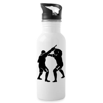 krav maga - Trinkflasche mit integriertem Trinkhalm - Weiß - Rechts