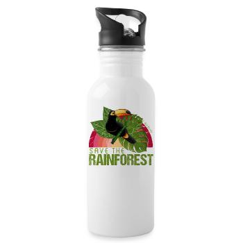 Rainforest toucan wildlife gift idea - Water bottle with straw - white - Right