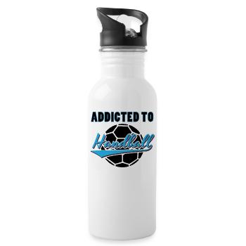 Handball Handbälle Handballer Sport Geschenkidee - Trinkflasche mit integriertem Trinkhalm - Weiß - Rechts
