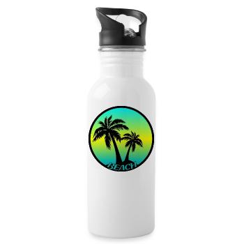Logo de plage coloré avec des palmiers - Gourde avec paille intégrée - blanc - Droite