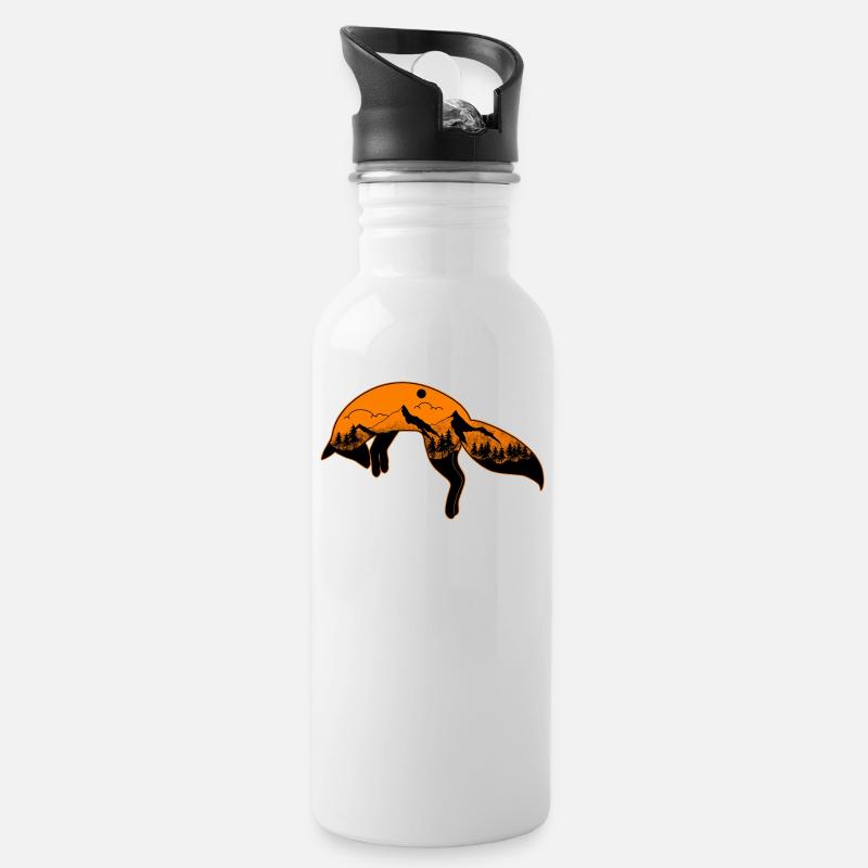 Fuchs - Trinkflasche mit integriertem Trinkhalm - Weiß