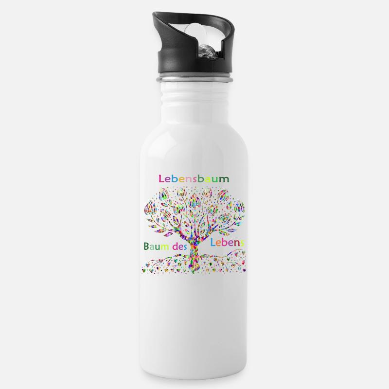 arbre de la vie - Gourde avec paille intégrée - blanc