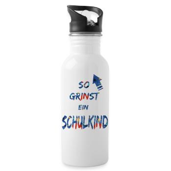 Schulkind grinst - Einschulung - Bl - Trinkflasche mit integriertem Trinkhalm - Weiß - Rechts