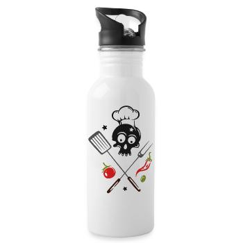 Chef's Hat Grill Skull Grill Master - Water bottle with straw - white - Right