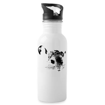 Chinchilla | Süßes Gesicht | Chinchillas Halter - Trinkflasche mit integriertem Trinkhalm - Weiß - Rechts