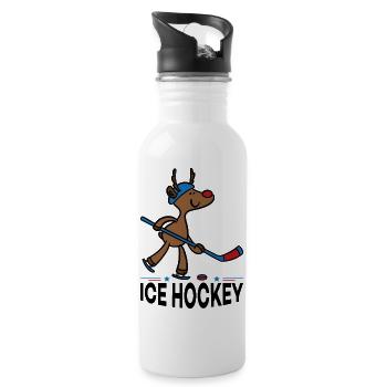 Cadeaux drôles pour les enfants et les joueurs de hockey sur glace - Gourde avec paille intégrée - blanc - Droite