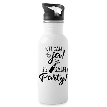 ich sage ja sie sagen party - Trinkflasche mit integriertem Trinkhalm - Weiß - Rechts