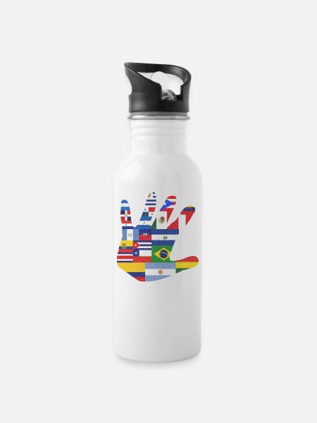 Latino Amérique latine Drapeaux Blanc - Gourde avec paille intégrée - blanc