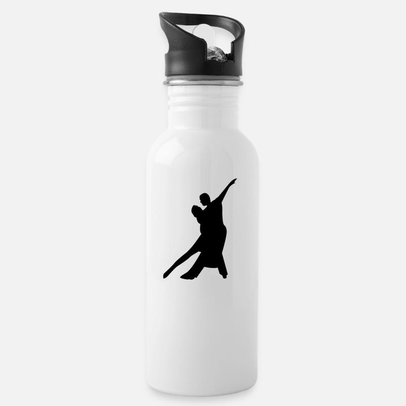 Tanzpaar - Trinkflasche mit integriertem Trinkhalm - Weiß