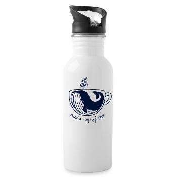 need a cup of maritime lake whale - Water bottle with straw - white - Right
