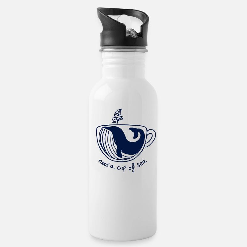 brauche eine Tasse See maritim Wal - Trinkflasche mit integriertem Trinkhalm - Weiß