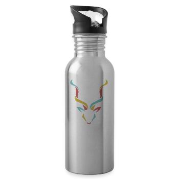 Colored Kudu - Water bottle with straw - silver - Right