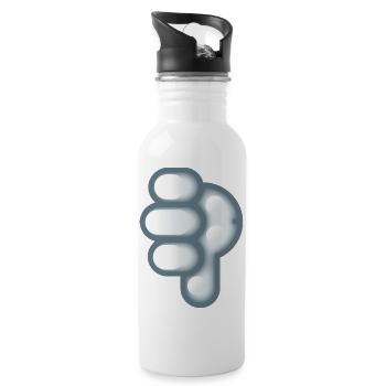Smiley Hand Signal Down - Water bottle with straw - white - Right