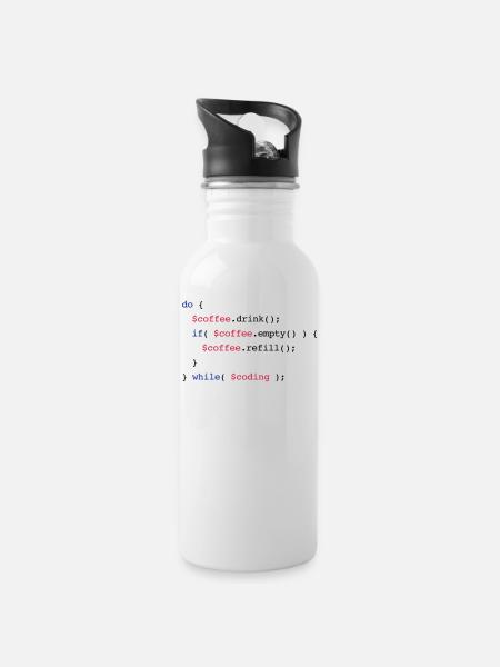 Code Coffee Refill Coding v2 - Gourde avec paille intégrée - blanc