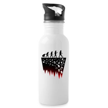 Darwin Evolutionstheorie Klima Müll Fridays for - Trinkflasche mit integriertem Trinkhalm - Weiß - Rechts