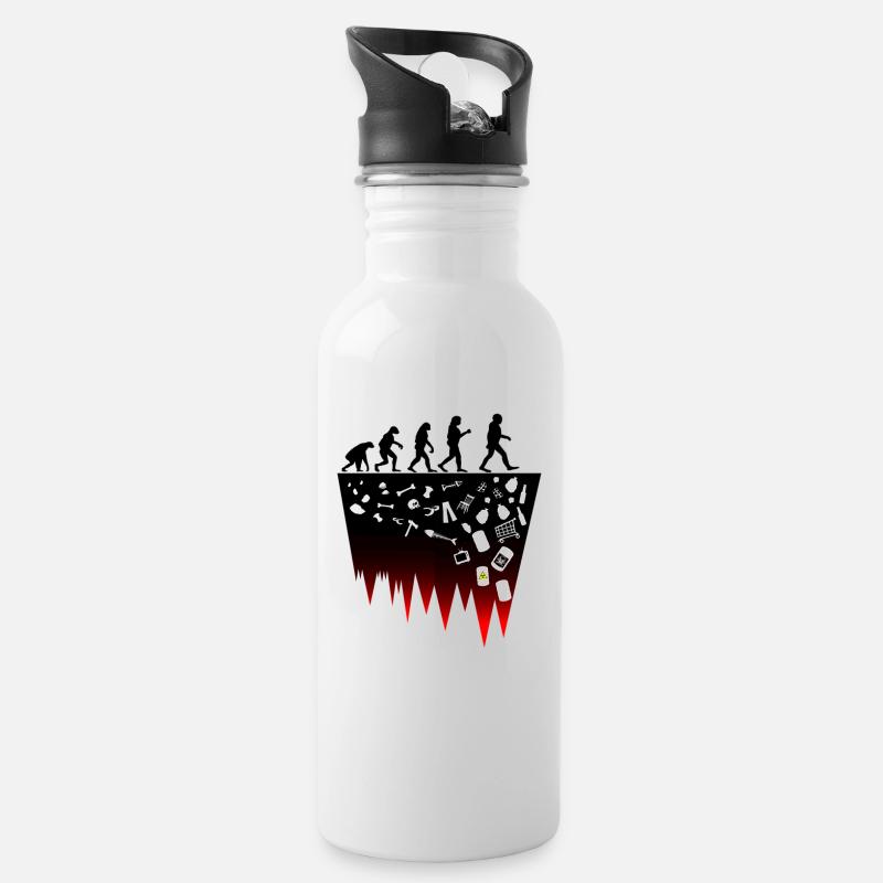 Darwin Evolutionstheorie Klima Müll Fridays for - Trinkflasche mit integriertem Trinkhalm - Weiß