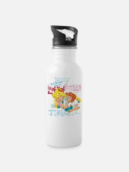 Bibi und Tina 'BFF Best Friends Forever' - Trinkflasche mit integriertem Trinkhalm - Weiß