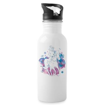 Bibi auf Sabrina Line Art Schmetterlinge - Trinkflasche mit integriertem Trinkhalm - Weiß - Rechts