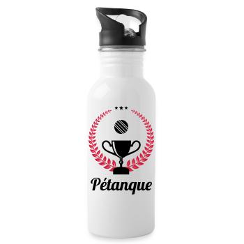 Petanque / Boules / Sport / Bouliste - Gourde avec paille intégrée - blanc - Droite