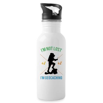 im not lost in geocaching - Water bottle with straw - white - Right
