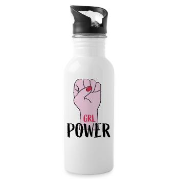 Féminisme Féministe Girl Power - Gourde avec paille intégrée - blanc - Droite