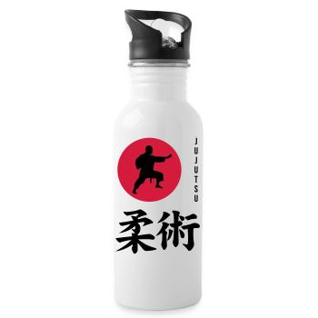 Jujutsu / Ju-jitsu / Jūjutsu / Kampfkünste / Kampf - Trinkflasche mit integriertem Trinkhalm - Weiß - Rechts