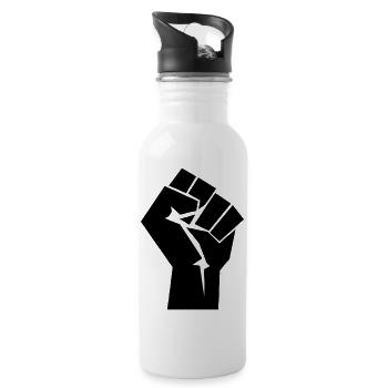 Raised Fist Logo - Water bottle with straw - white - Right