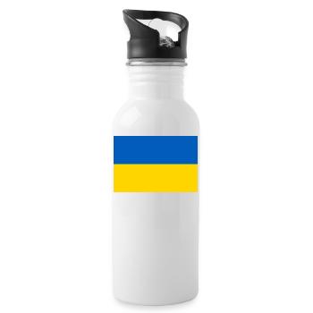Ukraine Flagge - Trinkflasche mit integriertem Trinkhalm - Weiß - Rechts