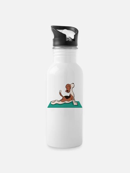 Chemise de yoga cadeau de relaxation Beagle - Gourde avec paille intégrée - blanc