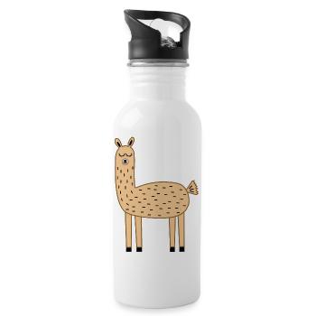 Lama Llama brown - Water bottle with straw - white - Right