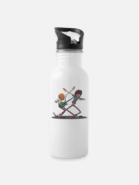 Dab Dabbing Rock Band - Trinkflasche mit integriertem Trinkhalm - Weiß
