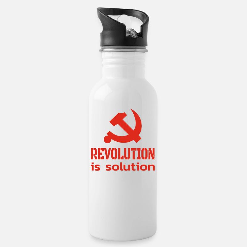 La révolution est la solution du slogan communiste - Gourde avec paille intégrée - blanc