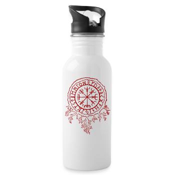 Viking runes Nordic mythology - Water bottle with straw - white - Right