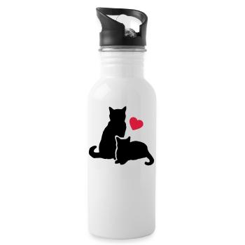 cute cats, cat love; cute cats, love cat - Water bottle with straw - white - Right