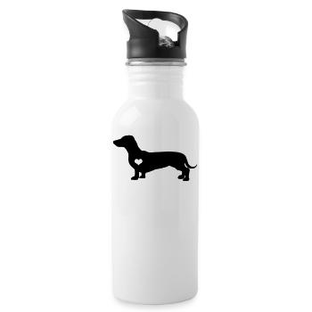 Idée cadeau Dachshund teckel chien battement de coeur - Gourde avec paille intégrée - blanc - Droite