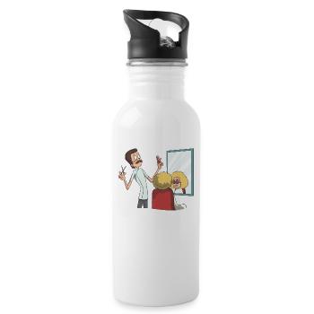 Hairdresser cutting, combing, laying - Water bottle with straw - white - Right