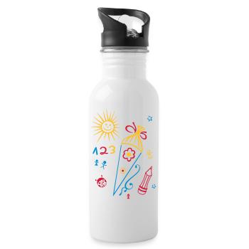 School, school start, children, back to school - Water bottle with straw - white - Right