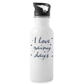 I love rainy days - Water bottle with straw - white - Right