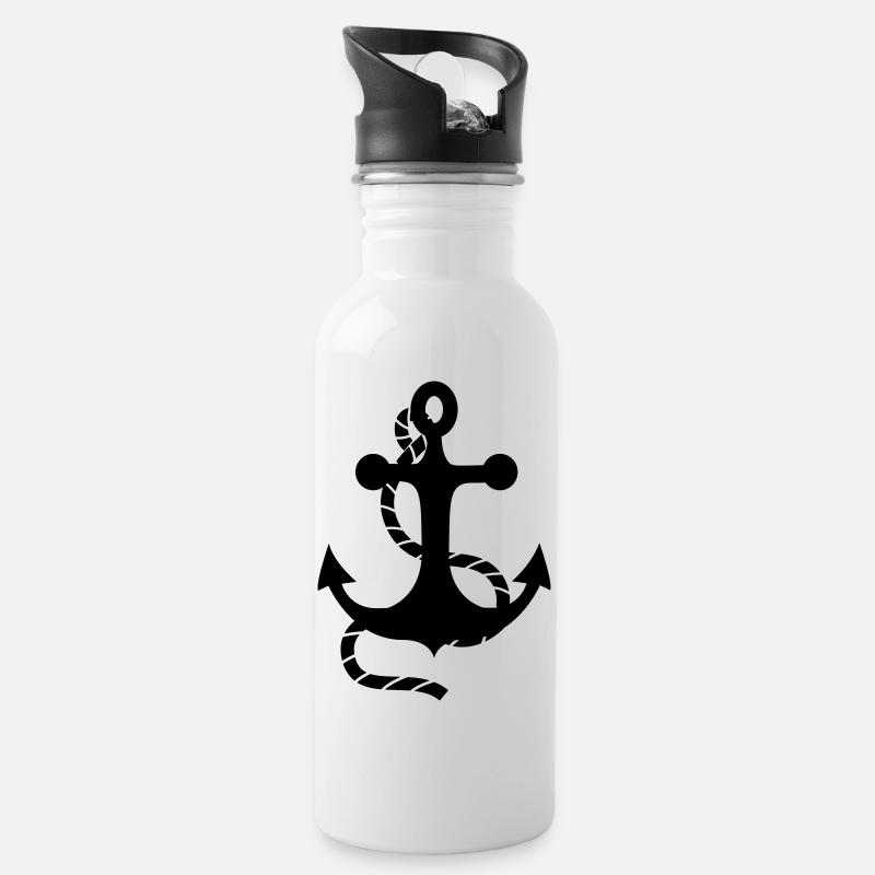 Anker - Trinkflasche mit integriertem Trinkhalm - Weiß